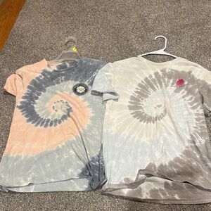 Simply Southern Tie-Dye Short Sleeve Tees - Peach and Gray